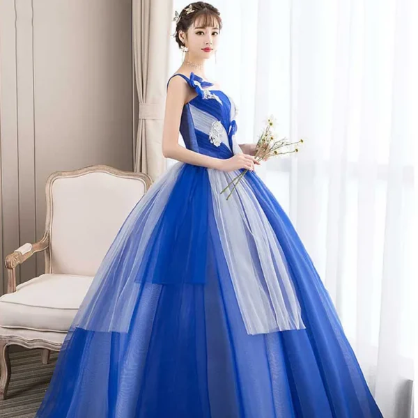 Royal Blue Prom Dress One Shoulder Long Evening Party Dress - Image 3
