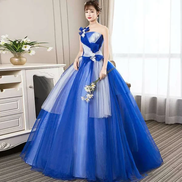 Royal Blue Prom Dress One Shoulder Long Evening Party Dress - Image 2