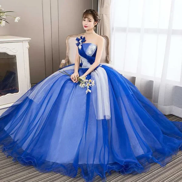 Royal Blue Prom Dress One Shoulder Long Evening Party Dress