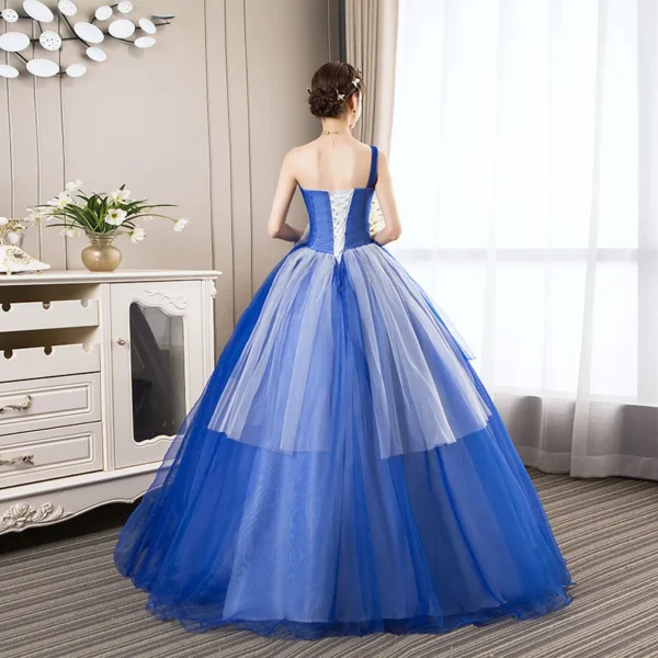 Royal Blue Prom Dress One Shoulder Long Evening Party Dress - Image 4