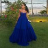 Royal Blue Prom Dress Chiffon A-Line Pleated Evening Gown