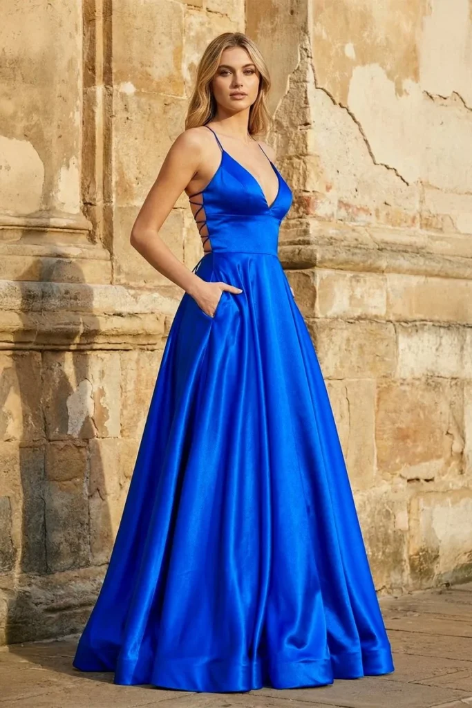 Royal Blue Prom Dresses with Pockets